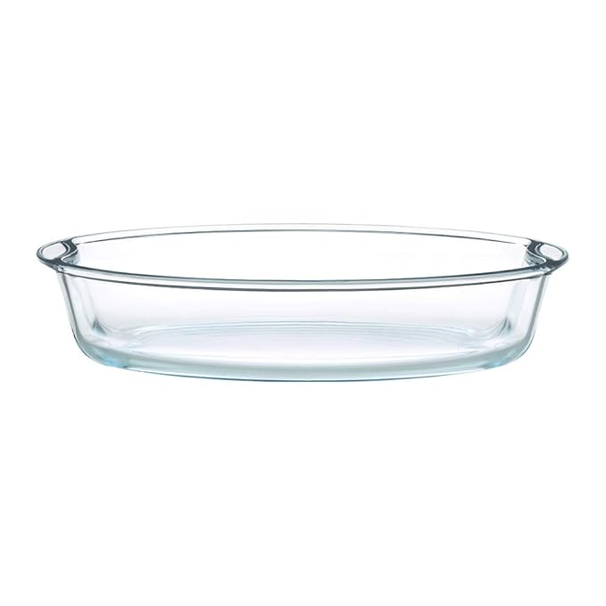 Borosil Borosilicate Glass Oval Baking Oven & Microwave Safe Dish | 2.5 Litres | Transparent