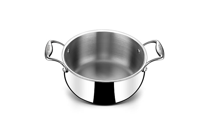 Stahl Artisan Triply Stainless Steel Belly Saucepot With Lid | Induction Base Casserole | Briyani Pot/ Handi | Stew Pot | 2.4 L | 18 Cm