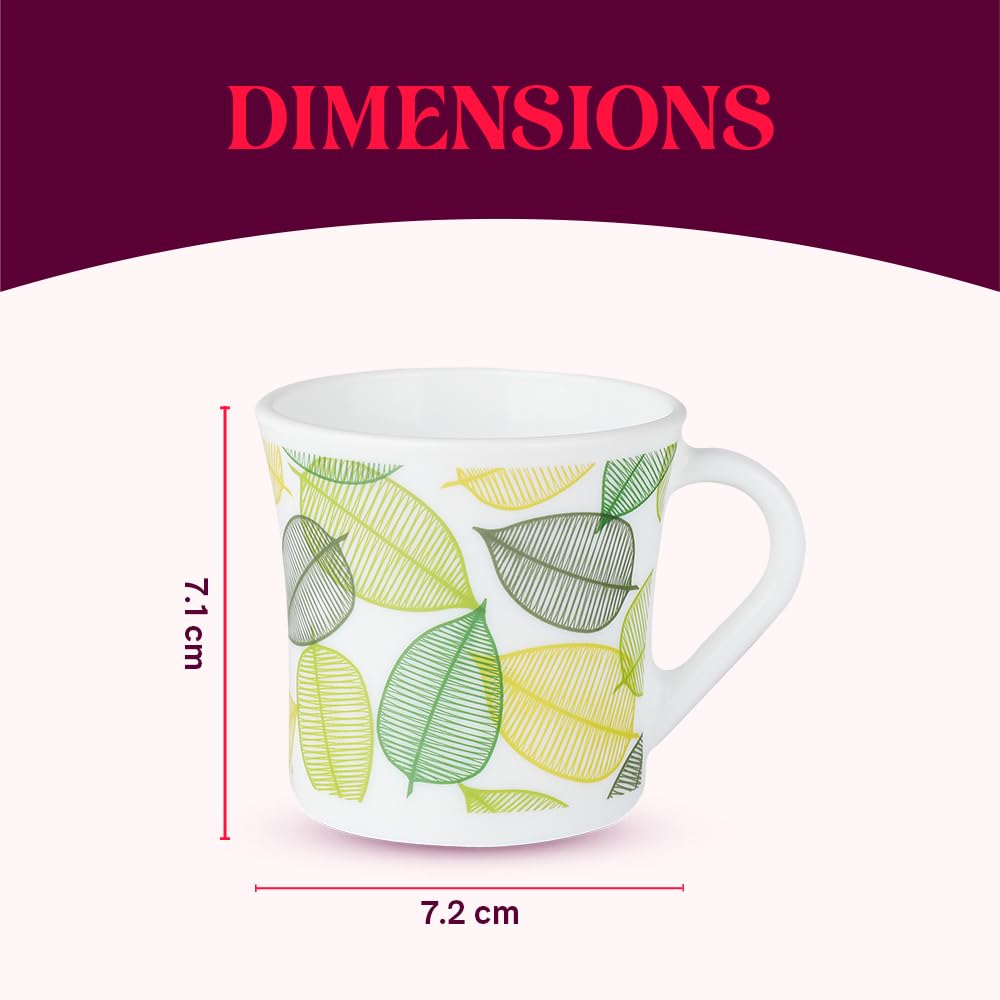 Larah by Borosil Crysta Series Noma Opalware Mug | Set of 6 Tea/coffee Mugs | 160 Ml Each