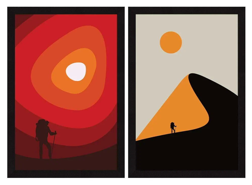 ArtX Paper Aesthetic Wall Decor Paintings with Frame AXII-16-ABS Set Of 2