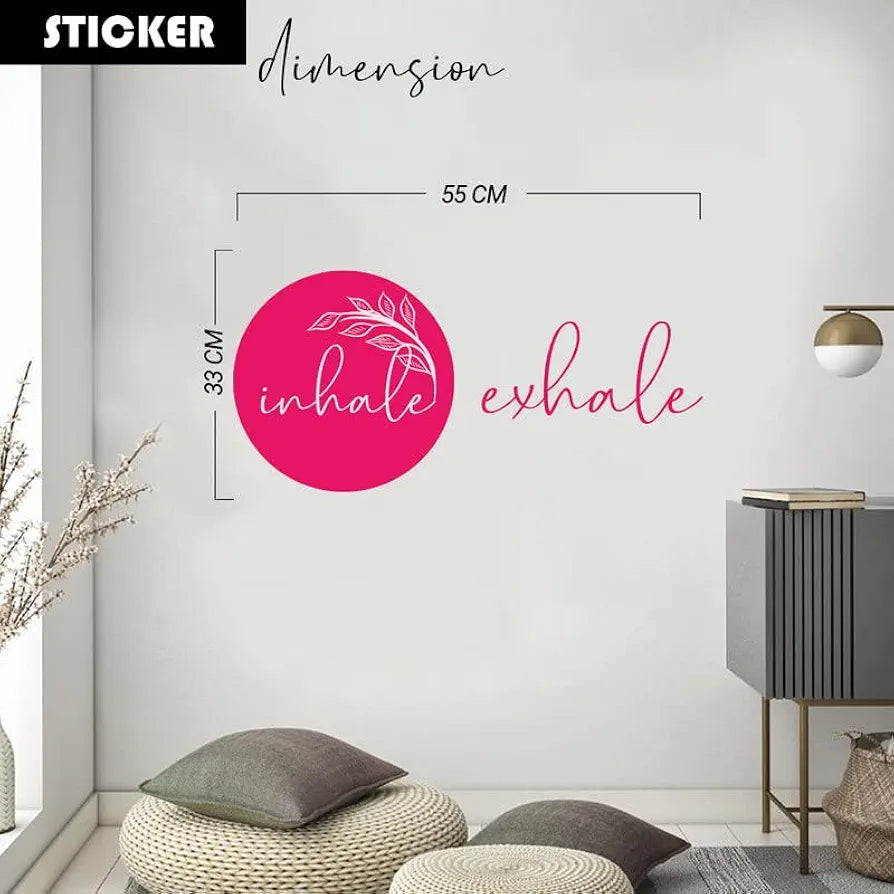 Kotart Leaf and Inhale Exhale Printed Vinyl Wall Decals/Stickers