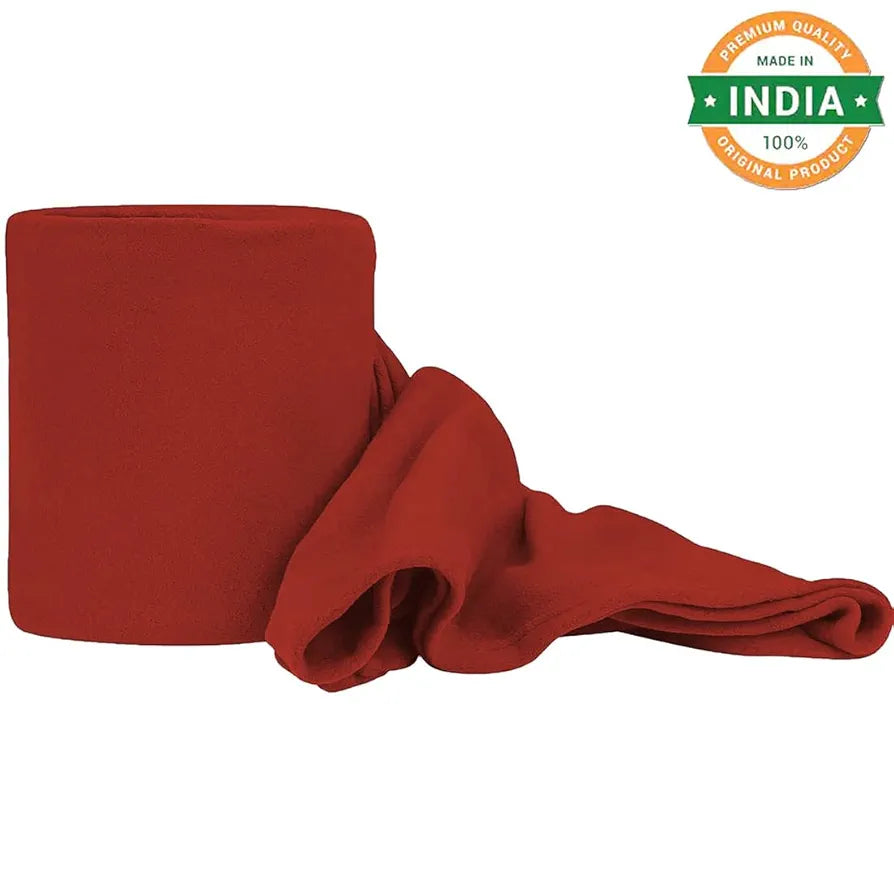 Cloth Fusion Polar Fleece AC Blanket for Winter Single Bed Soft Woolen Blanket for Travel & Sleeping Red