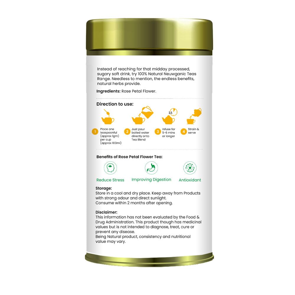 Neuwganic Tea - Rose Petal Green Tea - 50 Grams