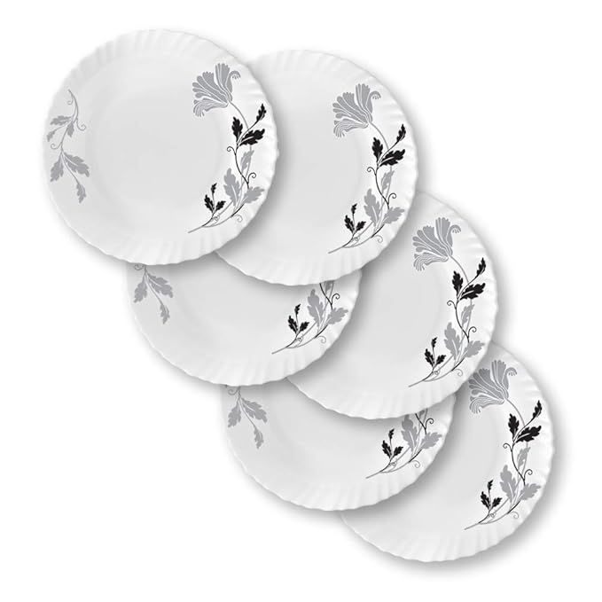 Larah by Borosil Opalware Plate | Set of 6 | 11 Inch | White