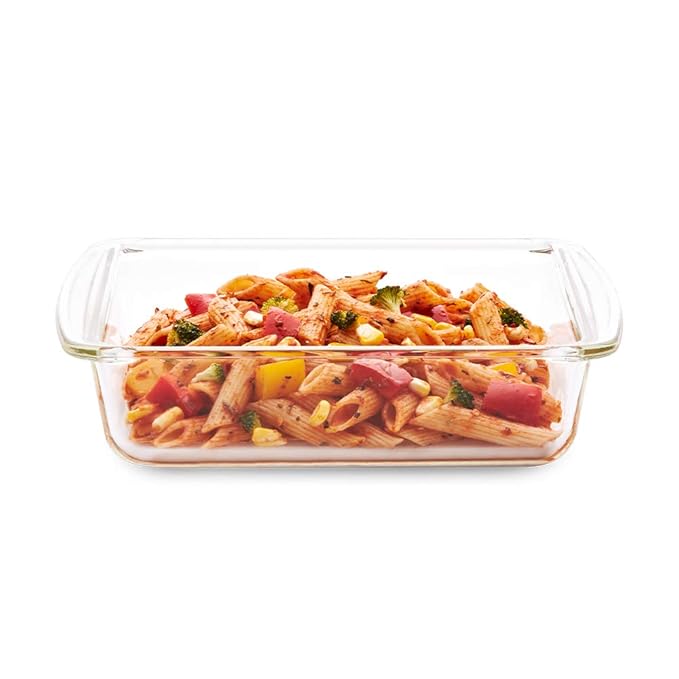 Borosil Glass Square Dish 2.0 L With Handle | Easy Grip | 2.3 Liter