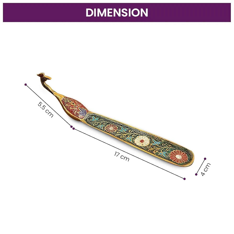 DecorTwist® Brass Incense Stick Holder  | Peacock Design Agarbatti Stand for Diwali Pooja Incense Burner Dhoop Stick Holder for Home, Office,Temple 1 Piece