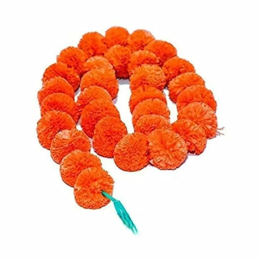 10 Pcs Indian Handmade Artificial Marigold Garland Flowers 5 Feet 5 Yellow + 5 Orange