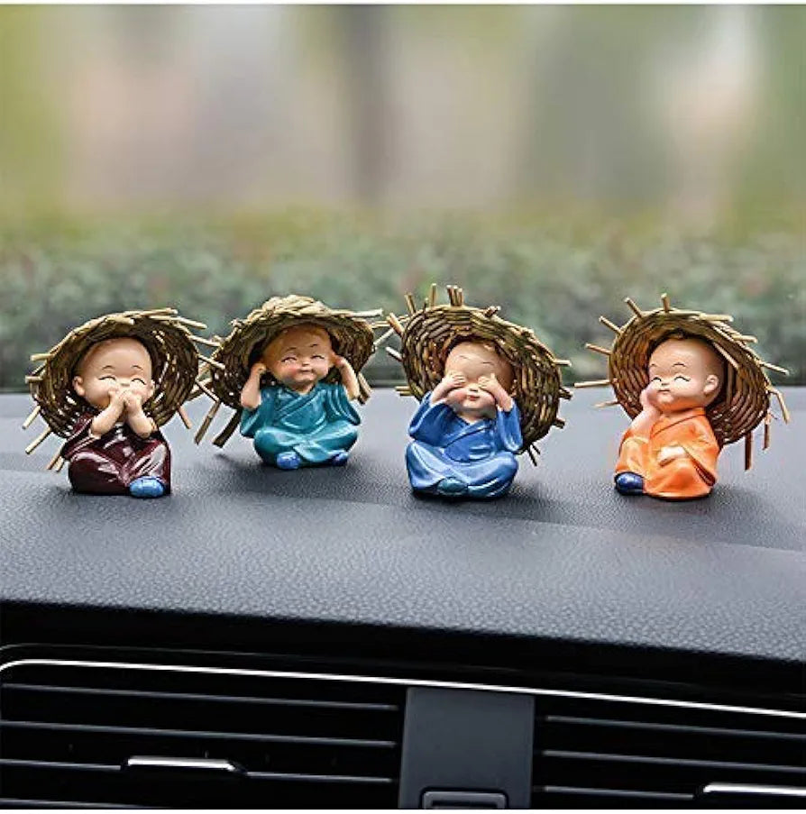 Jaipur Ace Hat Monk Buddha Statue Figurine Multicolor Good Luck Sculpture Hat monk Buddha