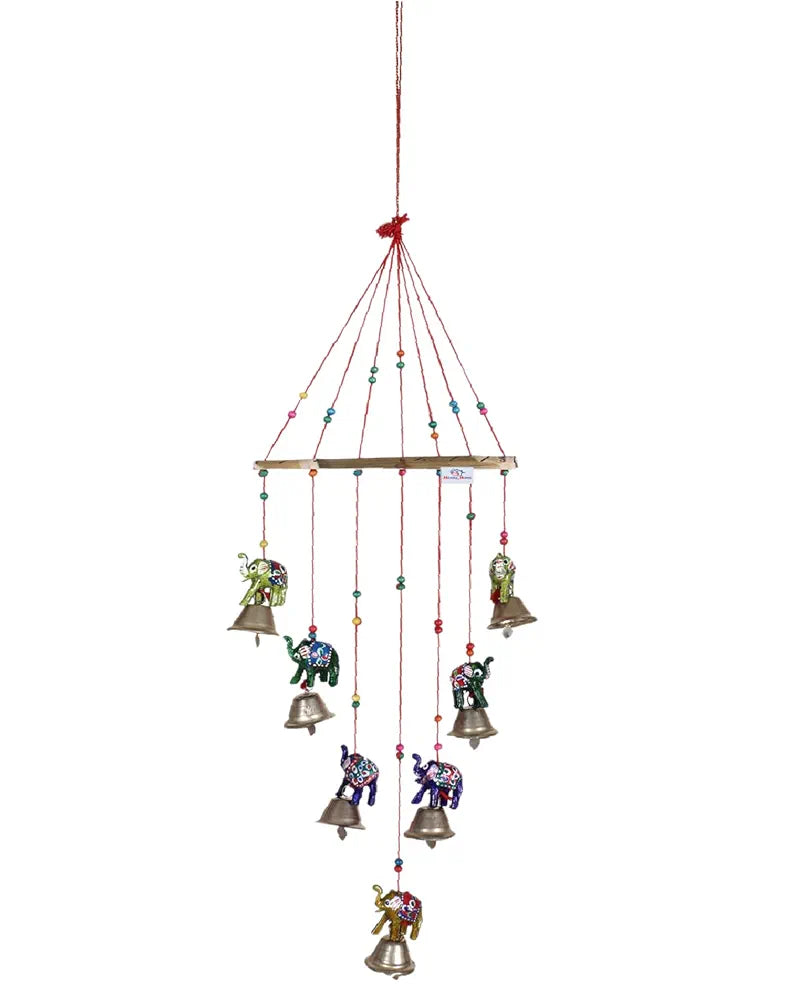 Heart Home Handcrafted Rajasthani Traditional Windchimes Wooden Wall Hanging Toran