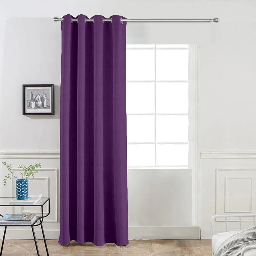 Divine Casa Elegant 7 Feet Velvet Blackout Door Curtain Luxurious Thermal Insulation Room Darkening & Noise Reducing Premium Opaque Single Panel Colour Plum (Pack of 1)