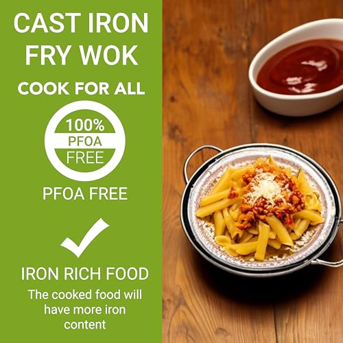 Femora Preseasoned Cast Iron 30 Cm Kadhai | Non Toxic and Coating | Pack of 1 Piece | Black