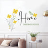 Kotart Yellow Flowers and Home is Quotes Printed PVC Vinyl Wall Stickers/Decals