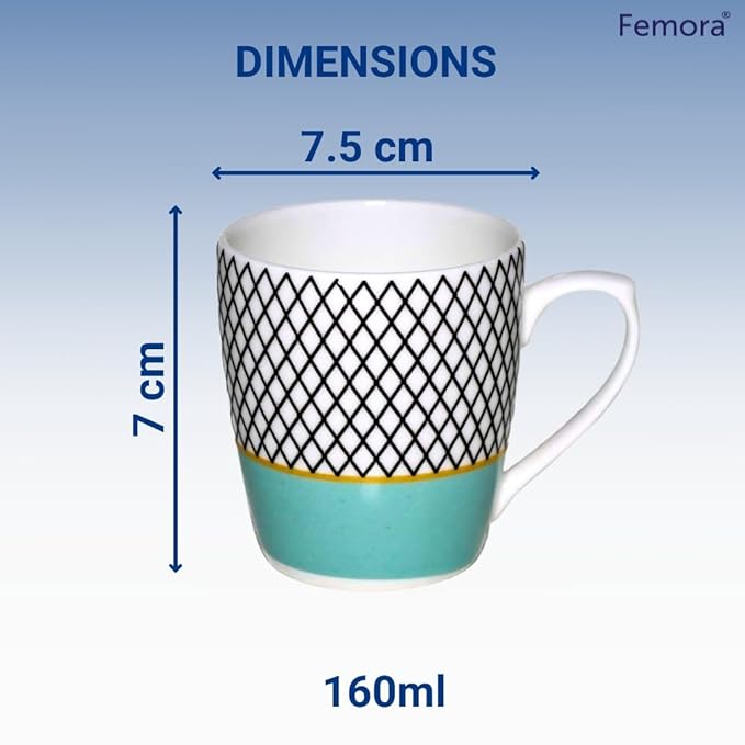 Femora Handcrafted Ceramic Coffee & Tea Cup Set - 890 gms (Pack of 6)