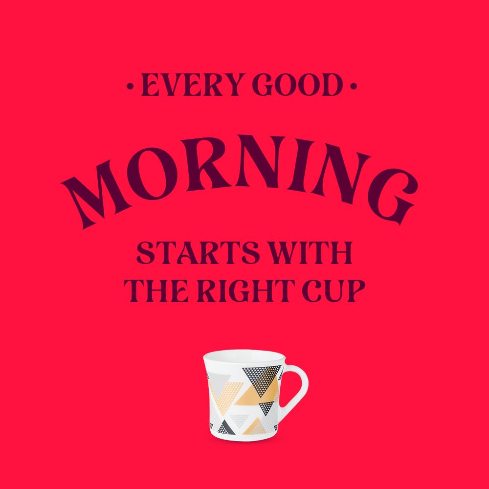 Larah by Borosil Crysta Series Nivaah Opalware Mug | Set of 6 Tea/coffee Mugs | 160 Ml Each