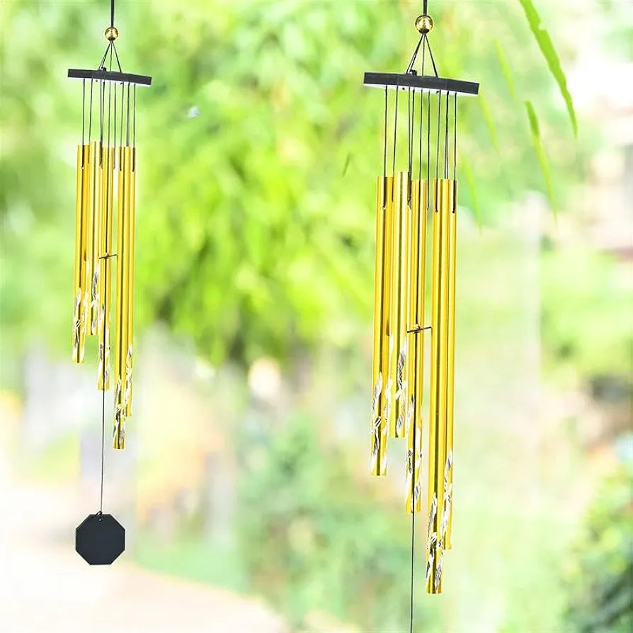 Wind Chimes Hanging Bells and Showpieces Golden 5-Pipe Wind Chime -003