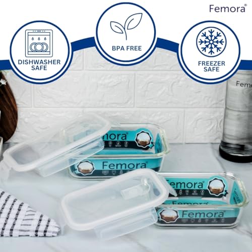 Femora Borosilicate Glass Containers for Kitchen | Storage Box for Kitchen With Air Vent Lid | Pack of 1 | 2200 Ml