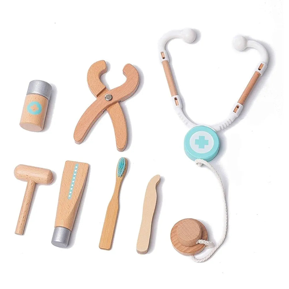 NESTA TOYS - Wooden Doctor Set for Kids | Pretend Play 18 Pcs Dentist Medical Kit for Kids 