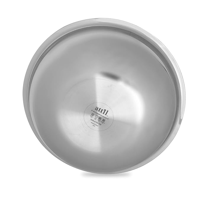 Attil Triply Stainless Steel Tasla Kadai With Induction Base Kadhai Without Handle | Tasla, 22cm - 2 Litres