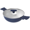 Ember Cookware Arcilla Ceramic Non Stick Kadai 24cm | Glass Lid | Matching Handles | Florence Series | Blue