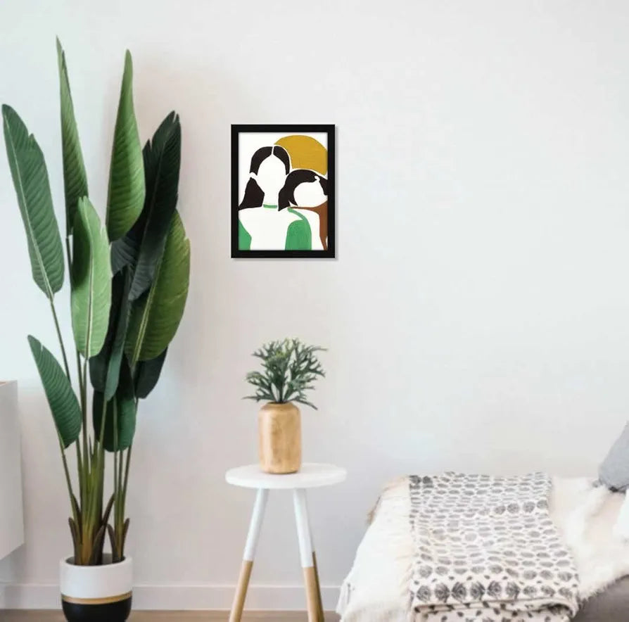 ArtX Paper Minimal Two Girls Decor Frame Wall Art Painting