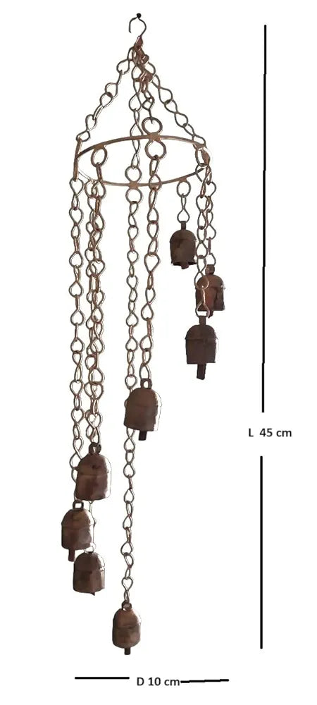 Tej Gifts Metal Bell Wind Chime Long Brass Bells Hanging 7 Bells Wind Chime Design 1