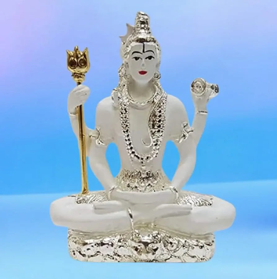 Gold Art India Resin Lord Shiva Idol White