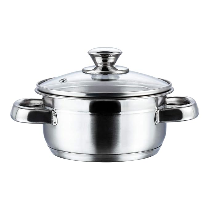 Vinod Bremen Stainless Steel Saucepot with Glass Lid 3 Litre, 20 cm | 2.5mm Thick Base