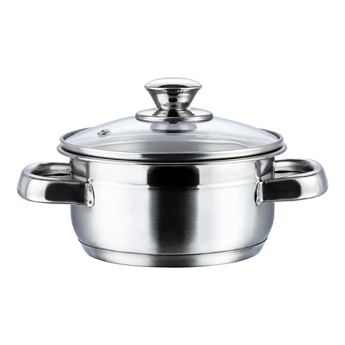 Vinod Bremen Stainless Steel Sauce Pot with Glass Lid - 1.5 Litre, 16 cm | 2.5mm Thick Base | Riveted Sturdy Handle