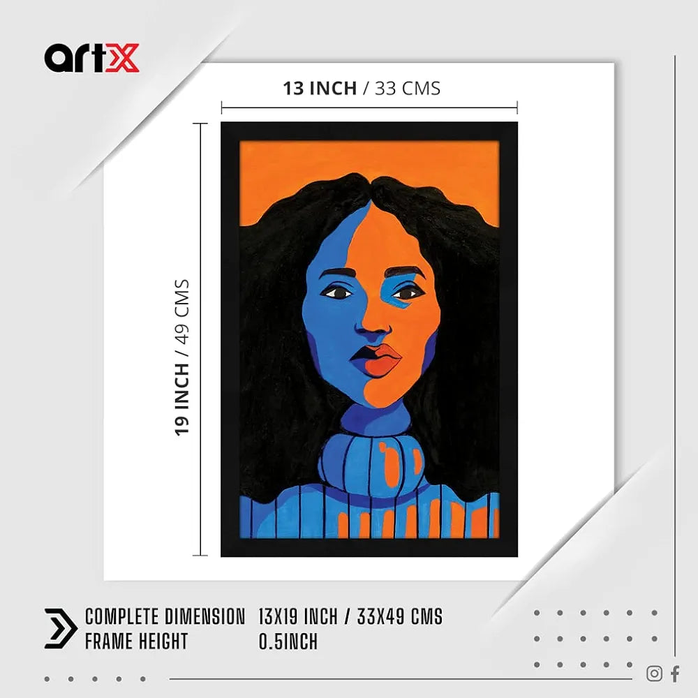 ArtX Paper Acrylic Dual Tone Women Framed Wall Art Painting Multicolor Abstract Set of 1