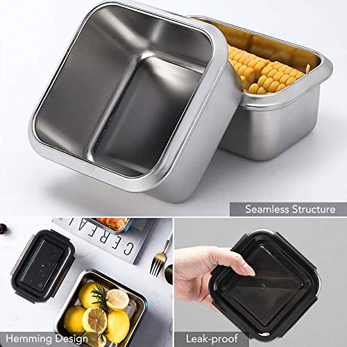 Femora High Steel Square Container Airtight Leakproof Unbreakable Storage Container/ Lunch Box | 850 Ml | Pack of 2