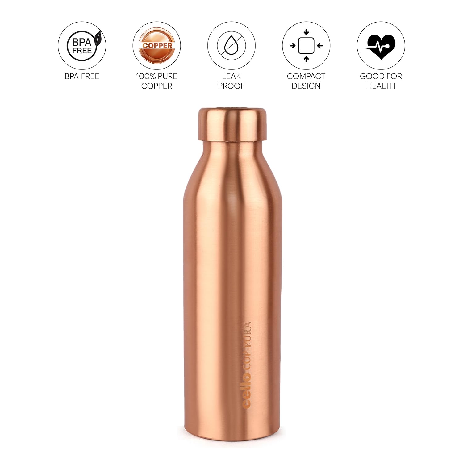 Cello Cop-Pura Moksha Copper Water Bottle | 1000ml