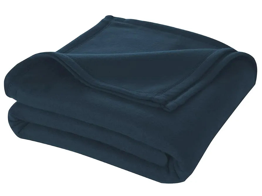 Cloth Fusion Polar Fleece AC Blanket for Winter Single Bed Soft Woolen Blanket for Travel & Sleeping Navy