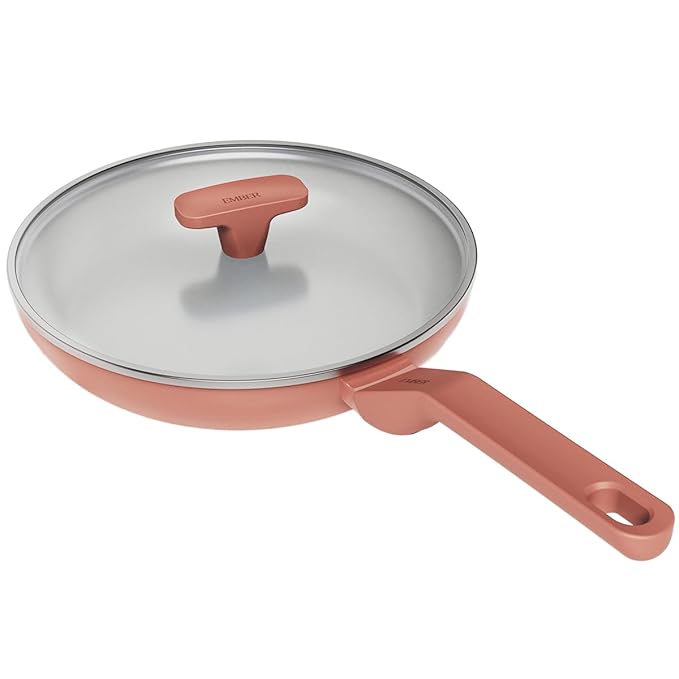 Ember Cookware Arcilla Ceramic Non-stick Egg Pan 20cm | Glass Lid | Matching Handle | Florence Series | Terracotta
