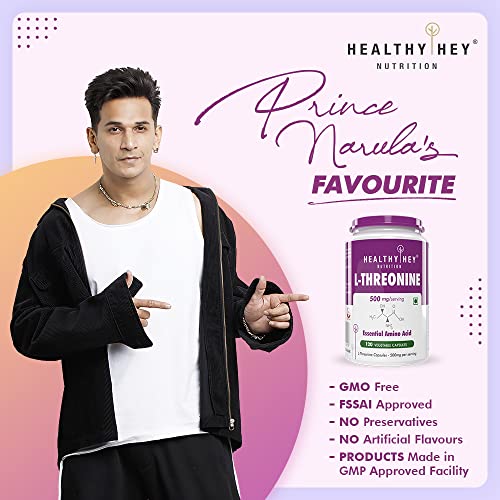 Healthyhey L-Threonine - Essential Amino Acid - 120 Veg Capsules