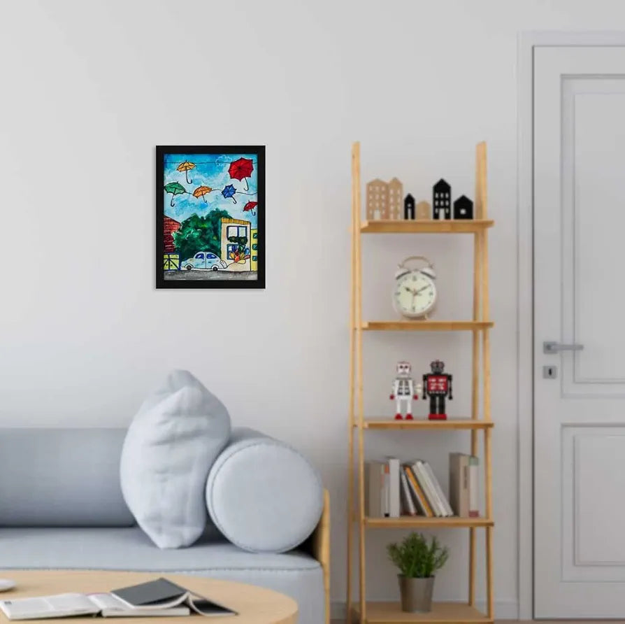 ArtX Paper City B0B1J31DRK Watercolor Frame Wall Art Painting