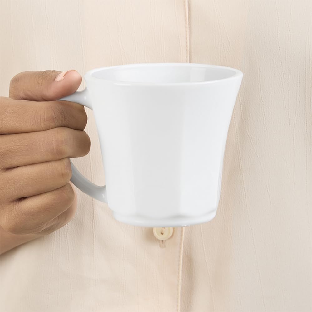 Larah by Borosil Octa Opalware Mug | Set of 6 Tea/coffee Mugs | 200 Ml Each