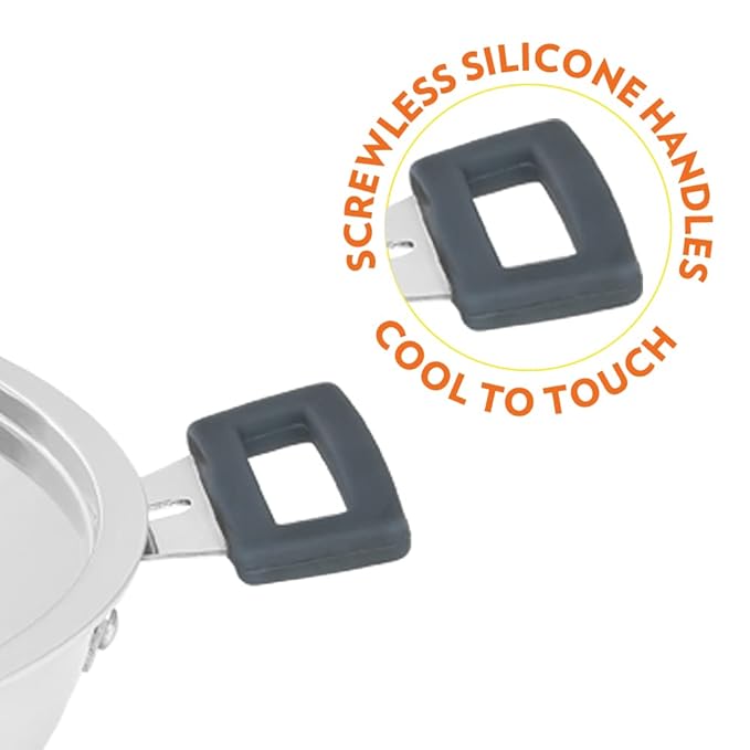 Borosil Cookfresh Tri-ply Stainless Steel Kadhai With Lid | Induction Friendly | 1.5 Litres | 20 Cm