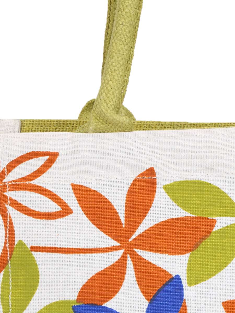 Jute Cottage Juco Printed Zipper Lunch Bag 100% Genuine Jute