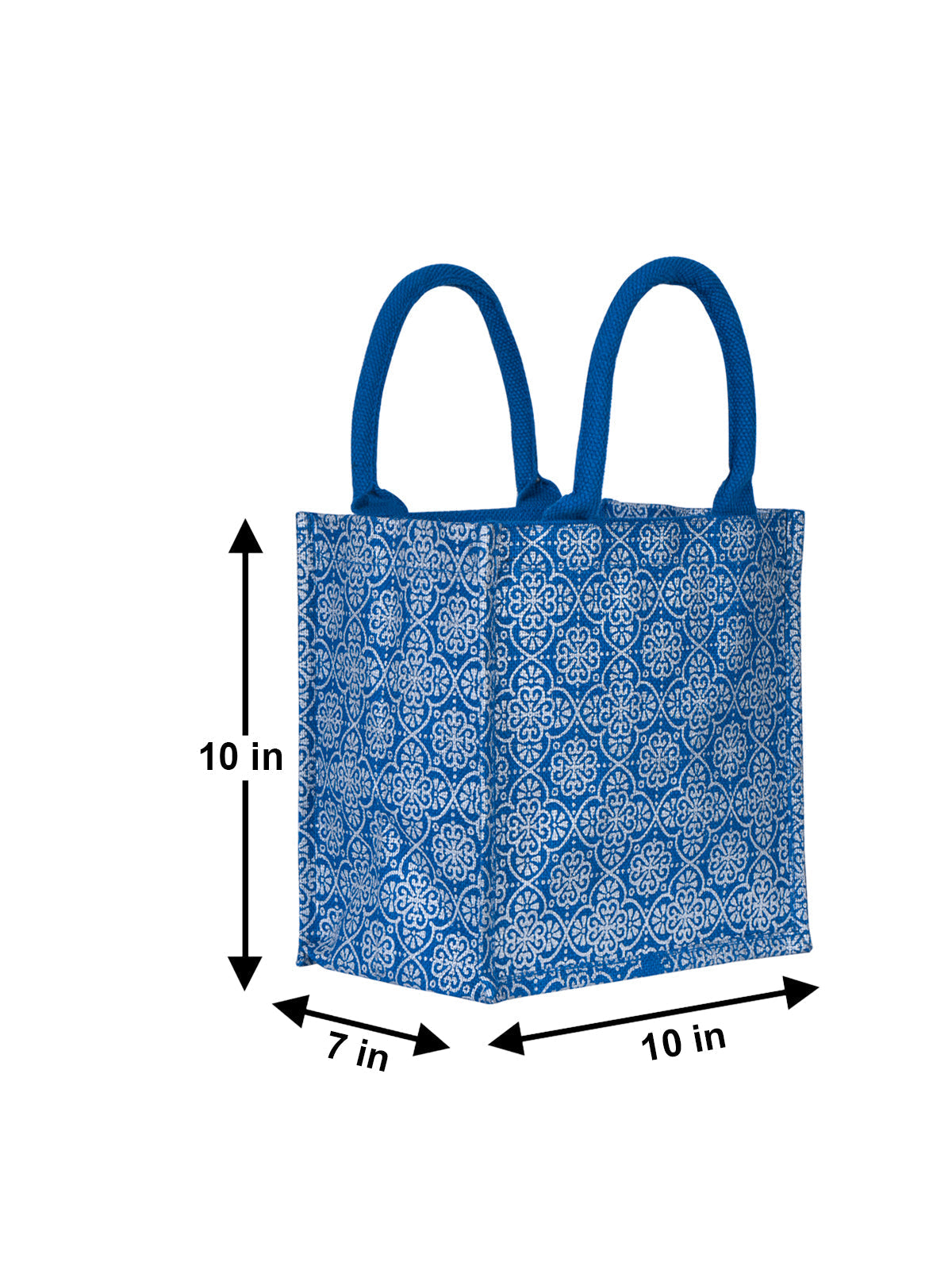 Jute Cottage Mughal Print Zipper Lunch Bag 100% Genuine Jute