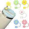 House of Quirk 5PCS Silicone Straw Covers Cap Compatible with Stanley 10mm Cute Flower Straw Toppers for Tumblers - (Multicolor)