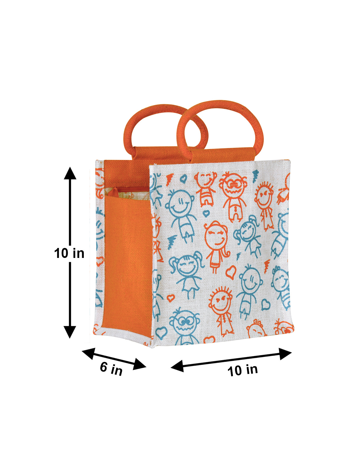 Jute Cottage Children Print Lunch Zipper 100% Genuine Jute