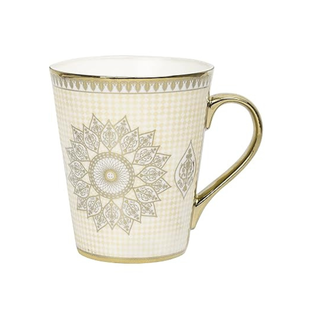 Femora Ceramic Golden Satire Coffee Mug, Ceramic Tea Cup | Set of 1 | 330 Ml | Not Microwave Safe