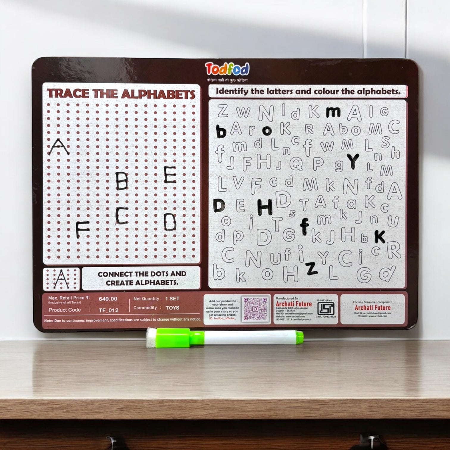 Wooden  ABCD 4-in-1 Learning Board