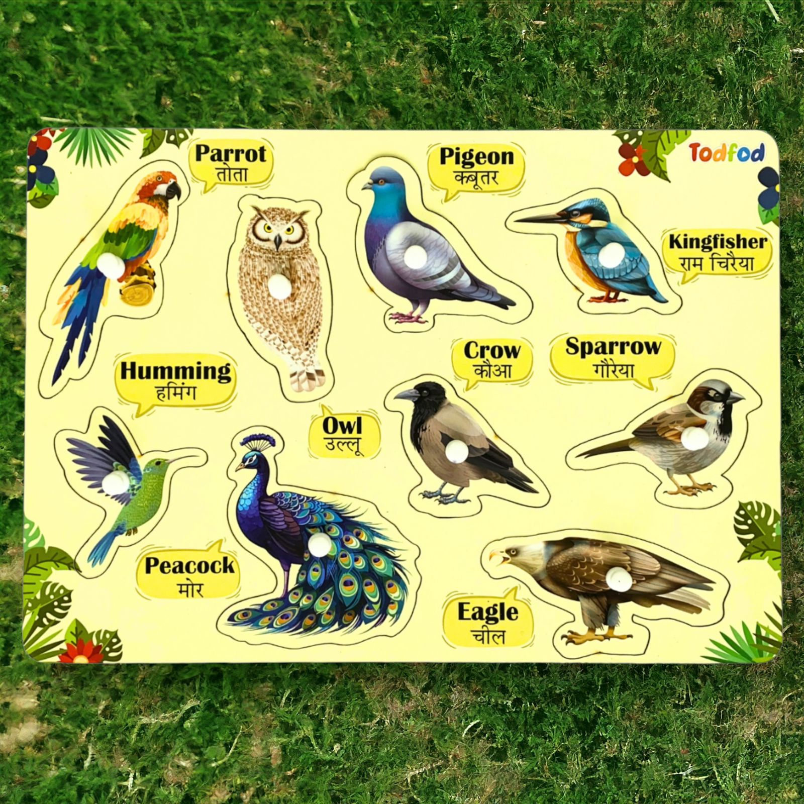 Birds & Fruit Characters Knob & Pegged Puzzle for Kids