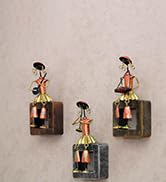 Handmade Artificial Marigold Fluffy Flowers Colorful Woolen Kite Bells Hangings 39 Inches Pack of 6