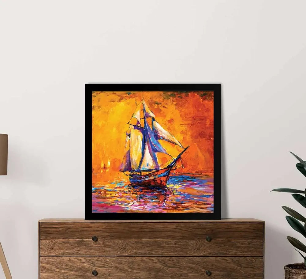 ArtX Colorfull Ship Oil Painting Big Canvas Painting