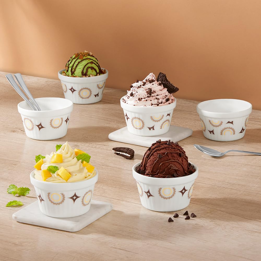 Larah by Borosil Cassata Ice Cream Bowl/dessert Set | Set of 6 | Glass | 220 Ml