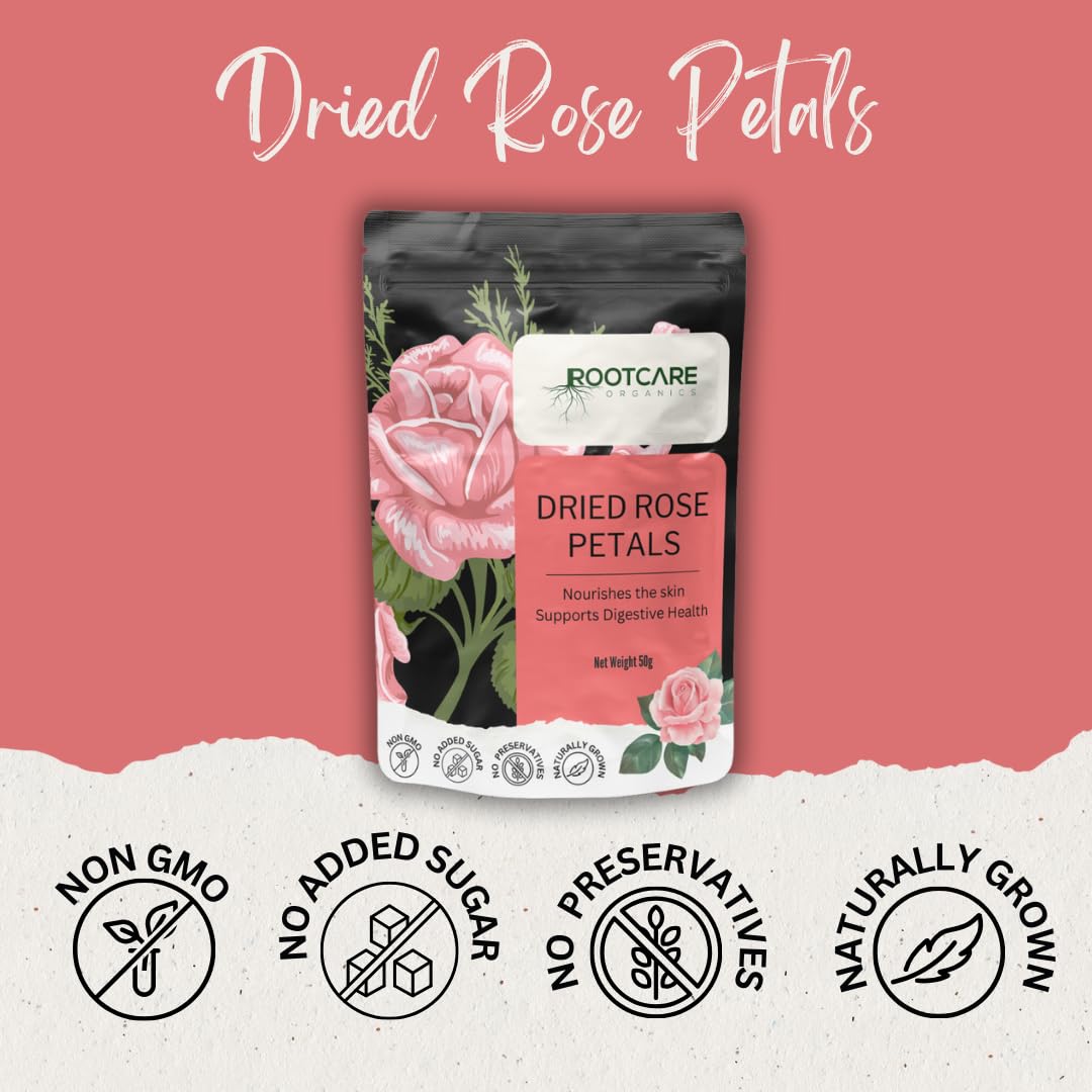 Rootcare Organics Sun Dried Rose Petals - 50 gms