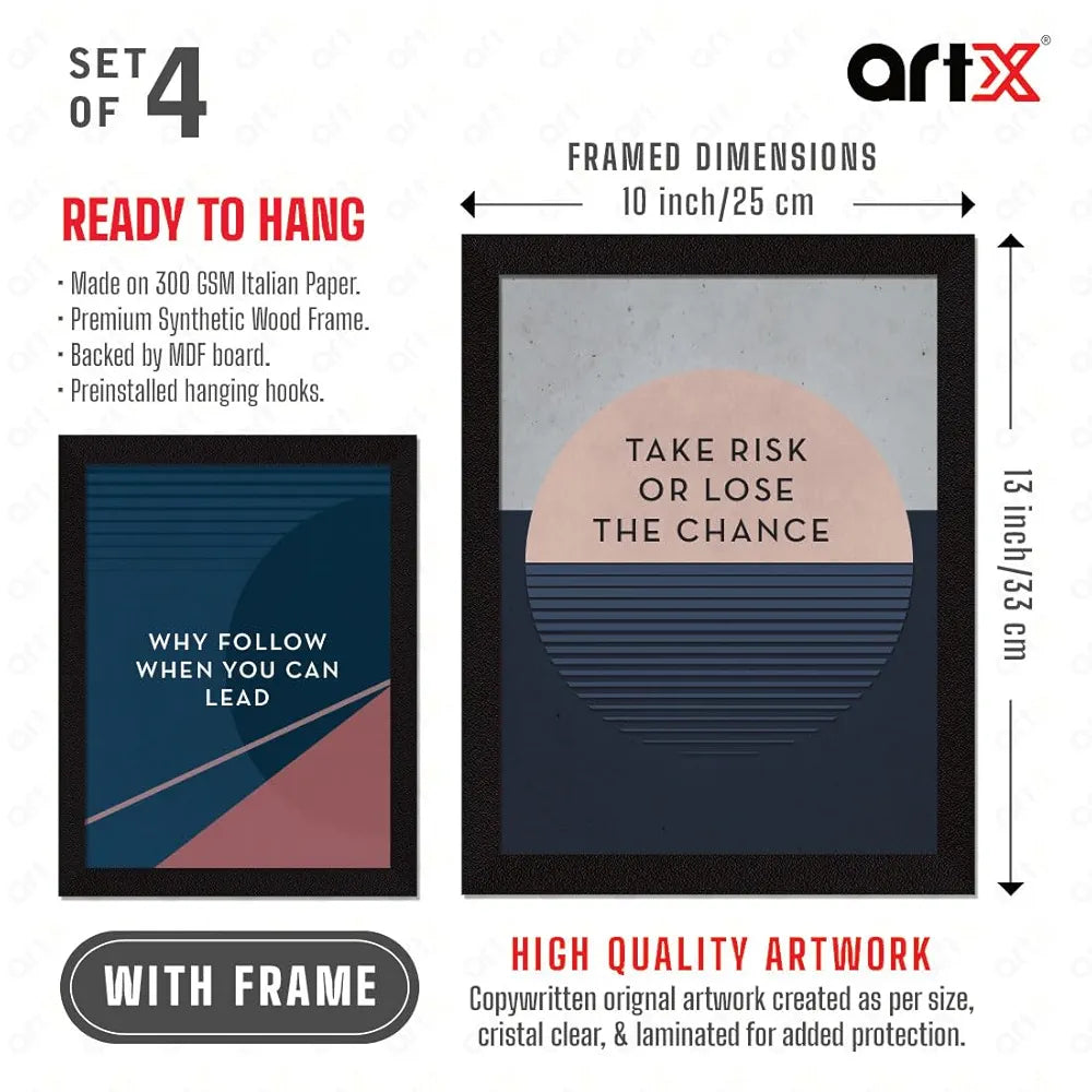 ArtX Paper Famous Motivational Quotes AXF00171-MOT Framed Posters Set of 4