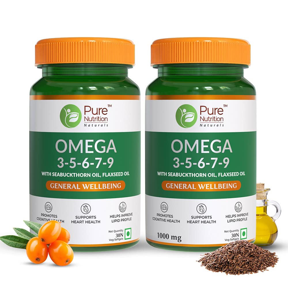 Pure Nutrition Naturals Omega 3-5-6-7-9 with Seabuckthorn Oil & Flaxseed Oil - 30 tabs